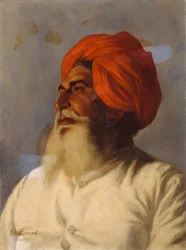 Ganda Singh, ein Sikh-Chaprassee der topographischen Vermessungsgruppe Nr. 14 von Col Wilmer, 1894
